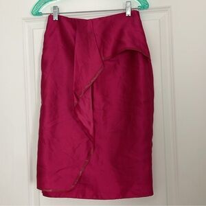 MaxMara Pink Silk Pencil Skirt Ruffle New Deadstock Cyclamen Lora 10 Designer